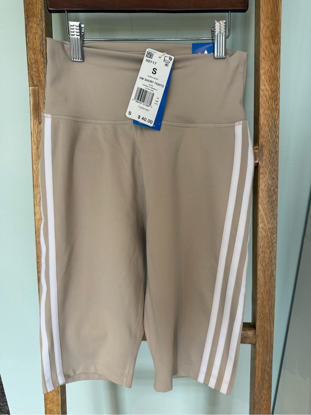 Adidas Originals High Waisted Short Tights Wonder Beige Size Small NWT